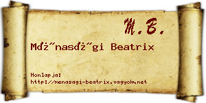 Ménasági Beatrix névjegykártya